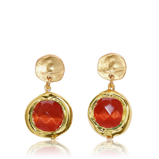 KARINE SULTAN - Coriandoli Earrings Colorful Beads - 24K Gold Plated: Coral