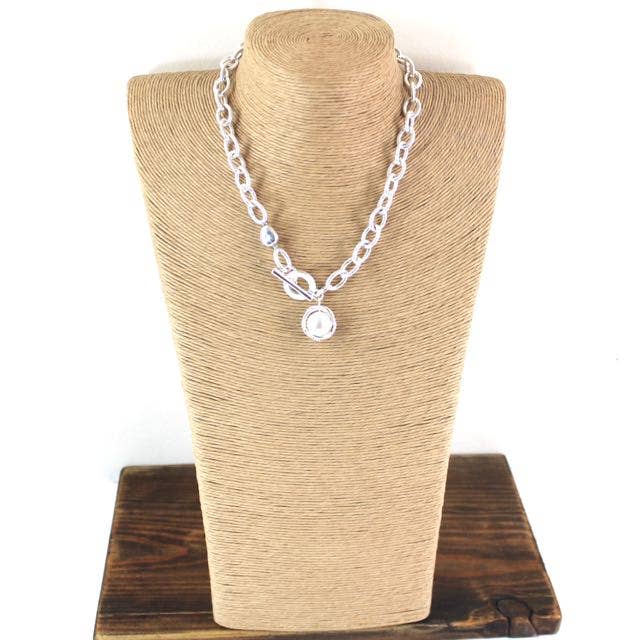 Pretty Persuasions - N20116 Pearl Ball Chain Link Collar Toggle Necklace: 01 GD