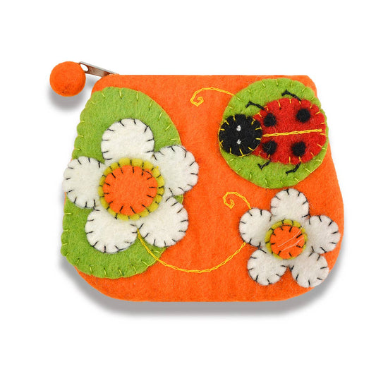 BNB Crafts Inc. - Lady Bug with Flower Coin Purse: Orange