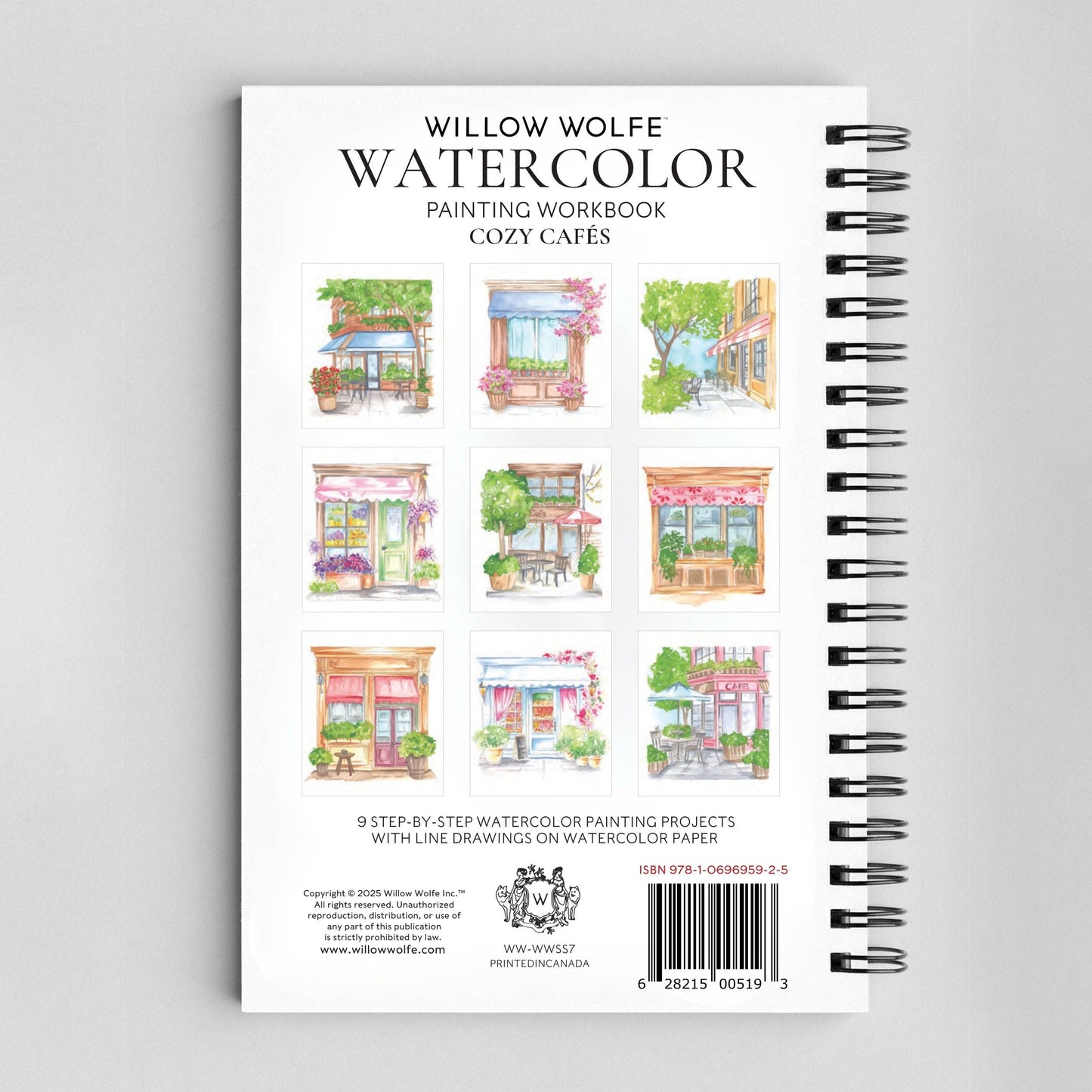 Willow Wolfe USA - Cozy Cafés Watercolor Workbook by Nya Wolfe