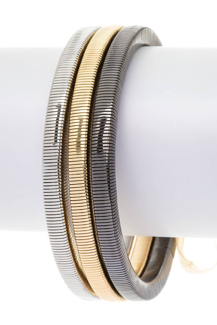 Artini Accessories - 3 In 1 Stretchy Bracelet Set: Gold