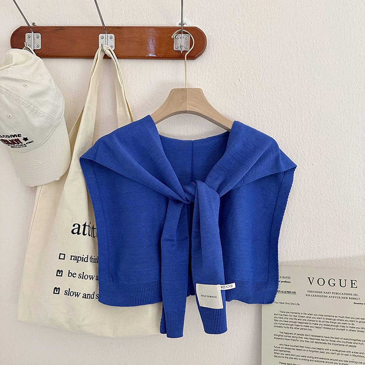 ACCITY - Solid Color Knitted Knotted Shawl – Casual & Cozy _CWASC0757: CAMEL / (OS) 2