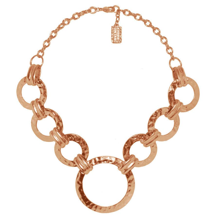 KARINE SULTAN - Zoe Hammered Gold Circle Link Collar Necklace: GOLD