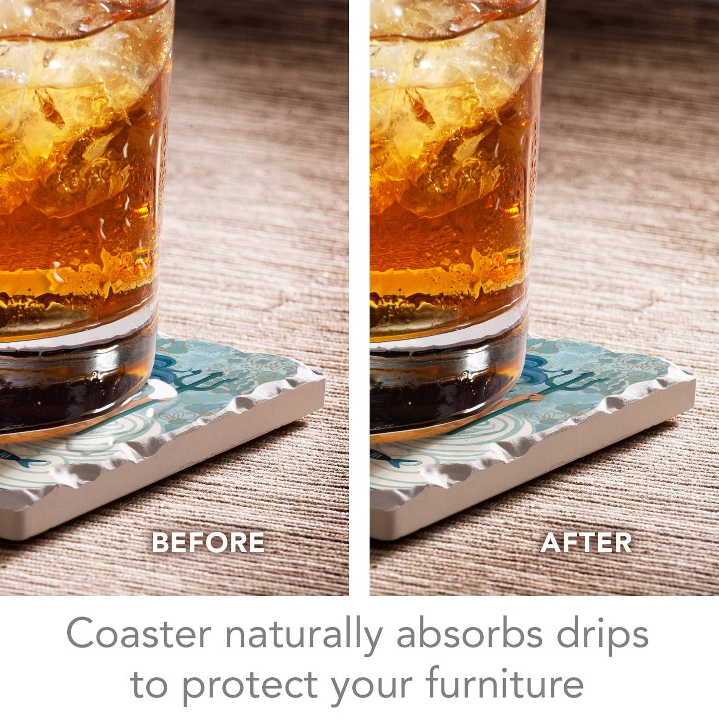 CounterArt/Highland Home/Thirstystone - Mermaid Island Assorted Image Tumbled Tile Coaster 4 Pack