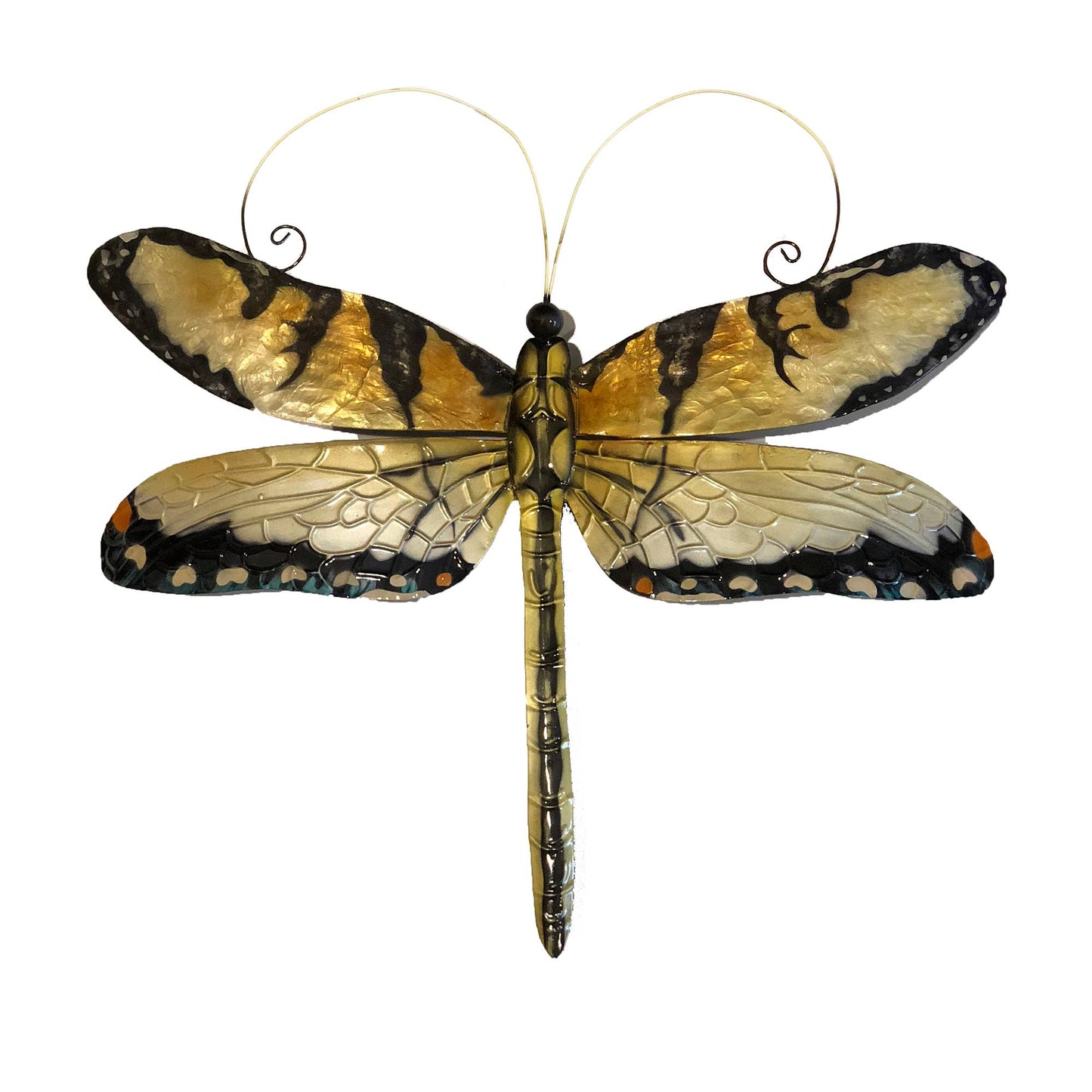 Eangee Home Design - Dragonfly Wall Decor Gold And Blue, w/ Capiz, Outdoor Safe