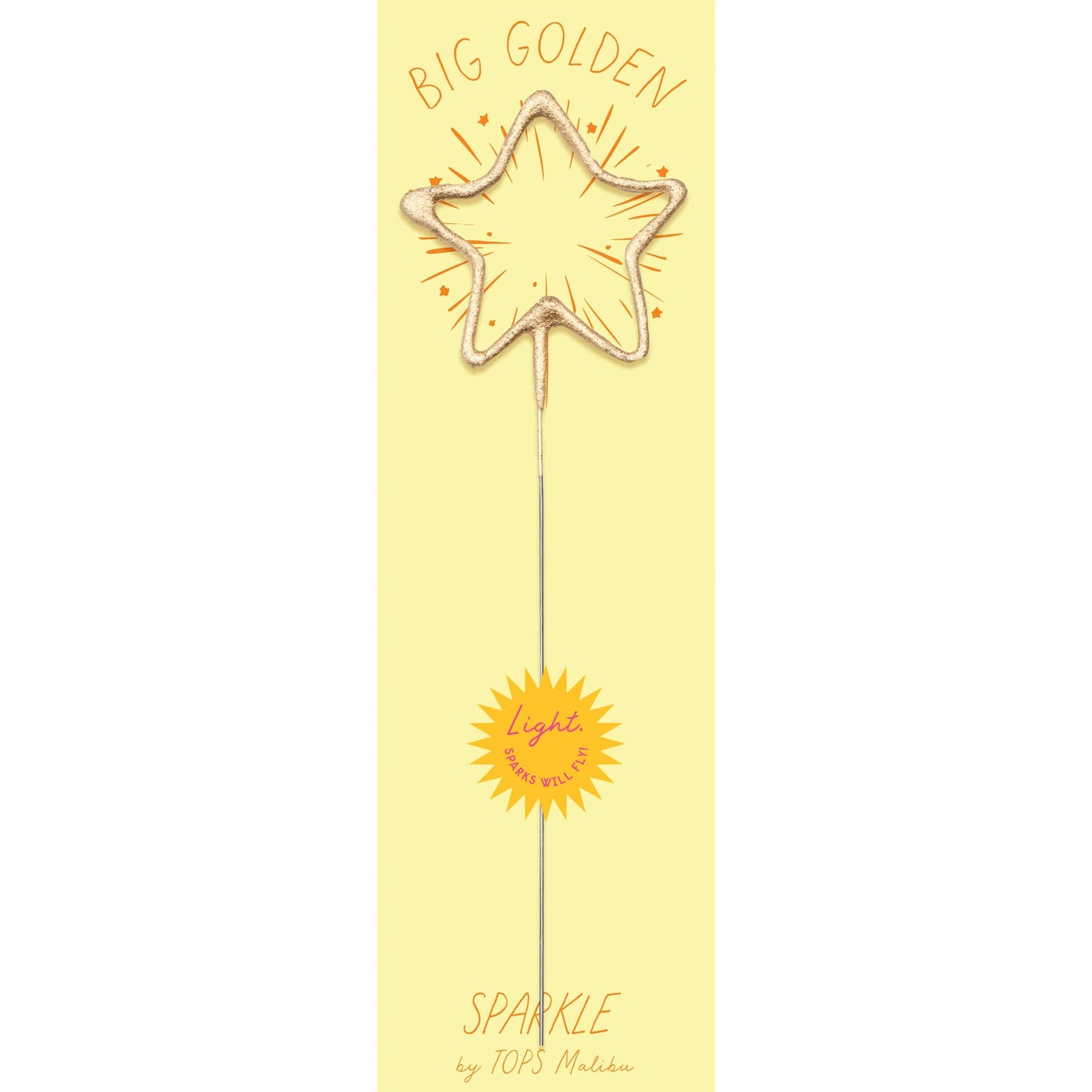 TOPS Malibu - Big 8" Gold Star Sparkler Wand - "Big Golden" - Asst Colors