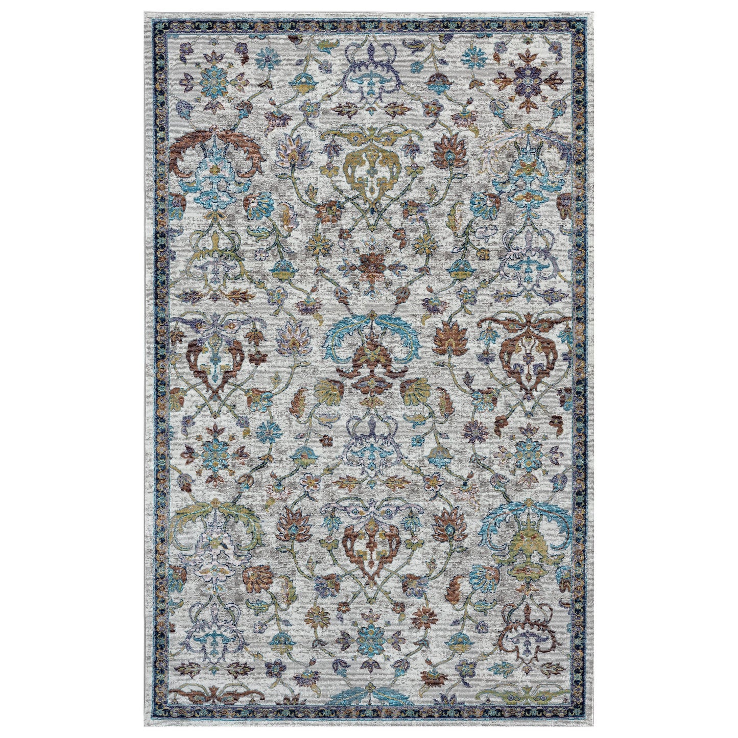 LR Home - Garden Oriental Area Rug - Multi: 7'9" x 9'9" / Gray/Multi