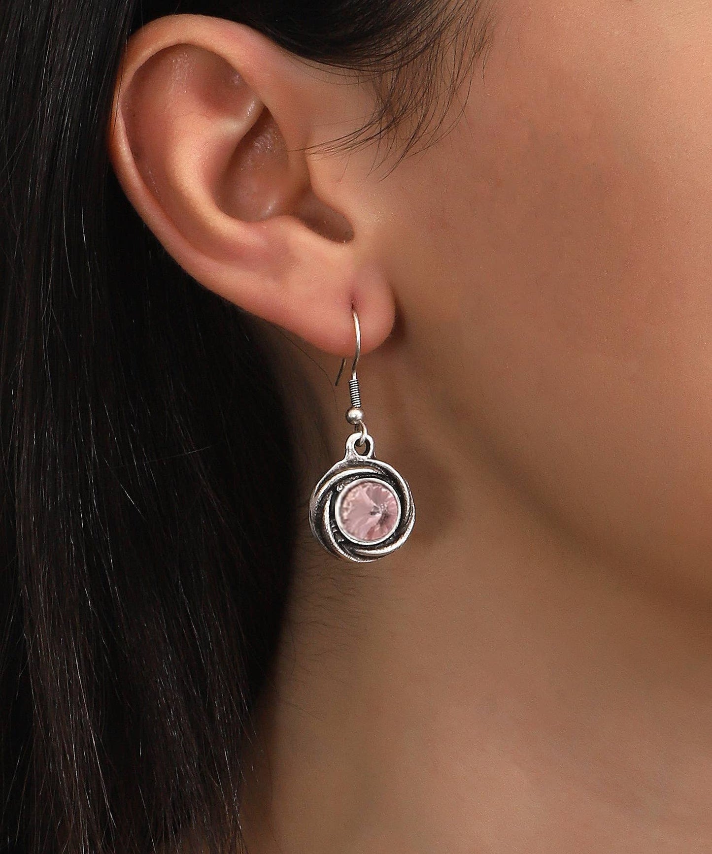 AVENS - Silver Plated Dangle Earrings & Ring Set: Green / Earrings & Ring Set / Crystal Glass Stone