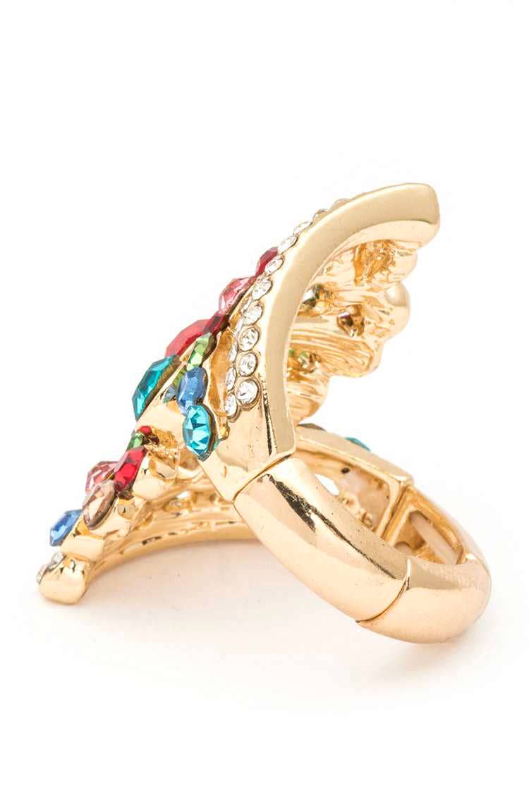 Artini Accessories - Mix Stone Crystal Statement Stretch Ring: Multi