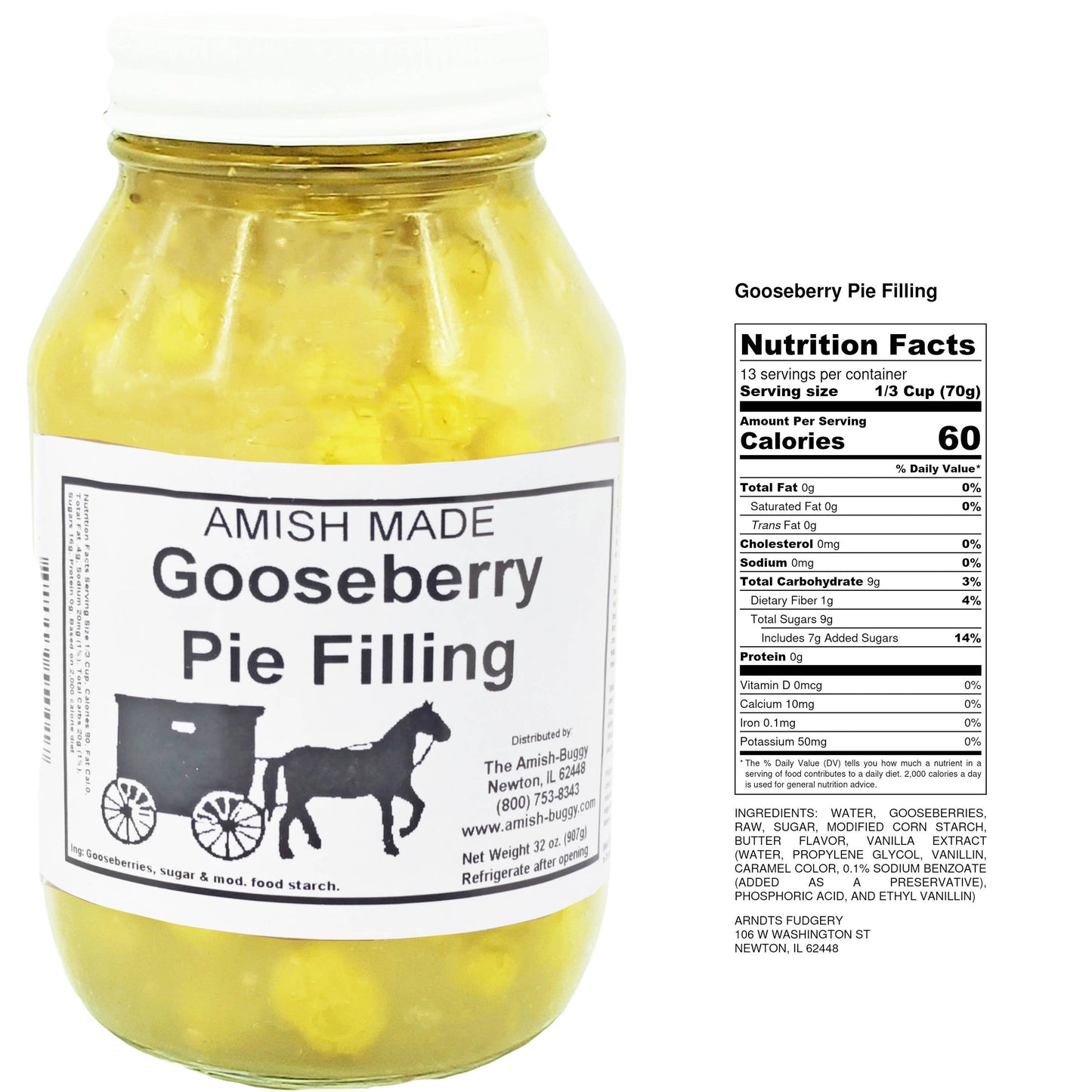 Arndt's Fudgery LLC - Amish Pie Filling - 32 Oz Jar: Blueberry
