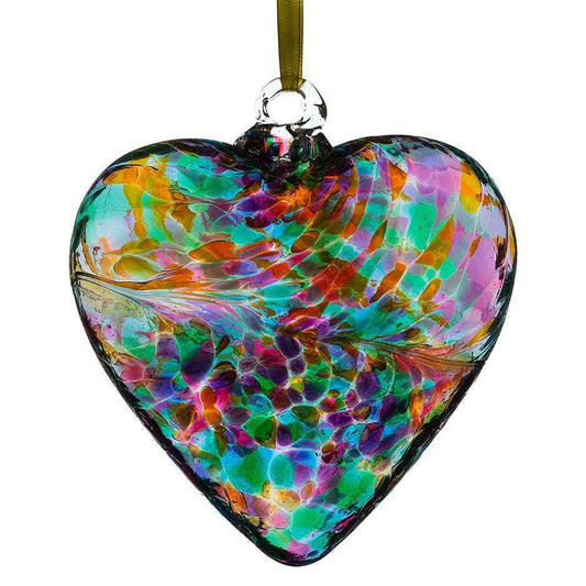 Sienna Glass - 8cm Friendship Heart - Multicoloured Turquoise