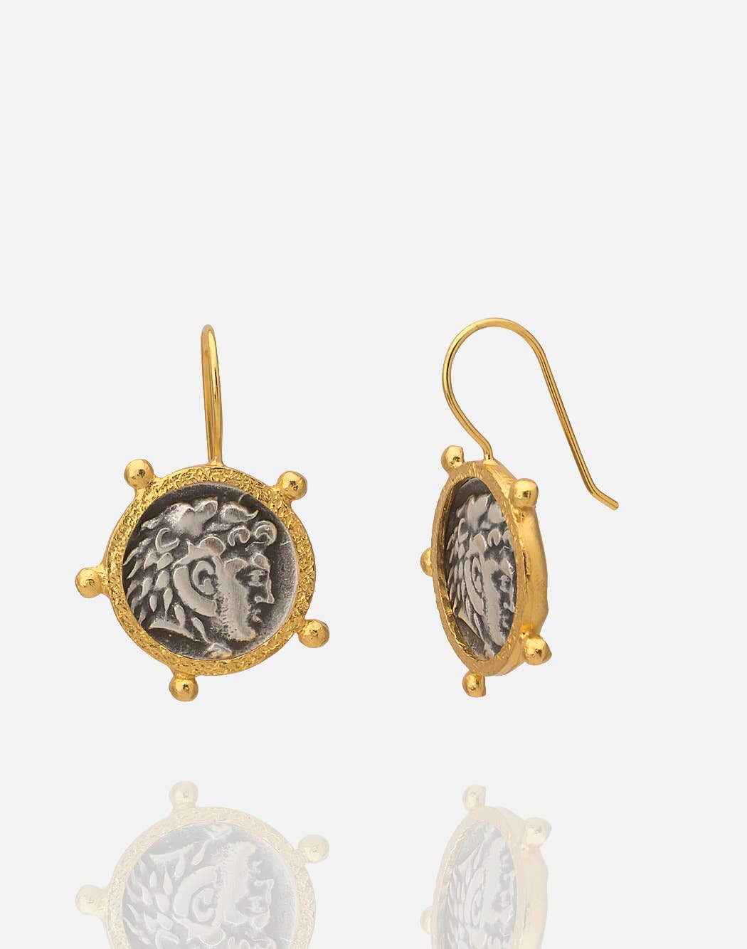 AJS Design Studio - 2 tone gold and rhodium Roman coin earring