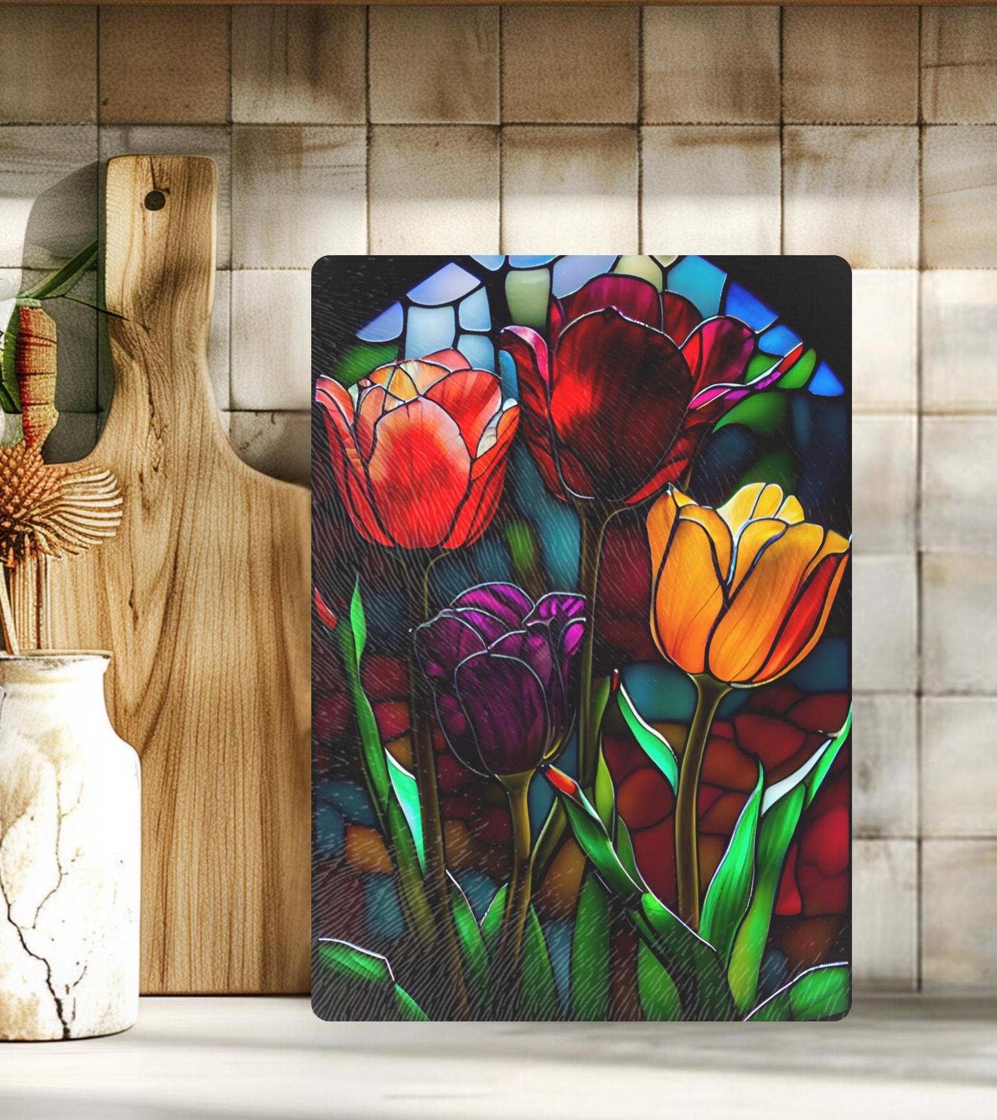 Fernville Creations - Tempered Glass Cutting Board & Charcuterie Serving Tray: 12x15 Inch