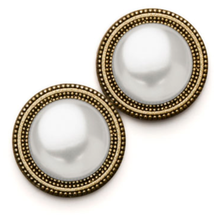 MagneButton - Pearl HIGH Dome GOLD White Magnet Button Pin Set