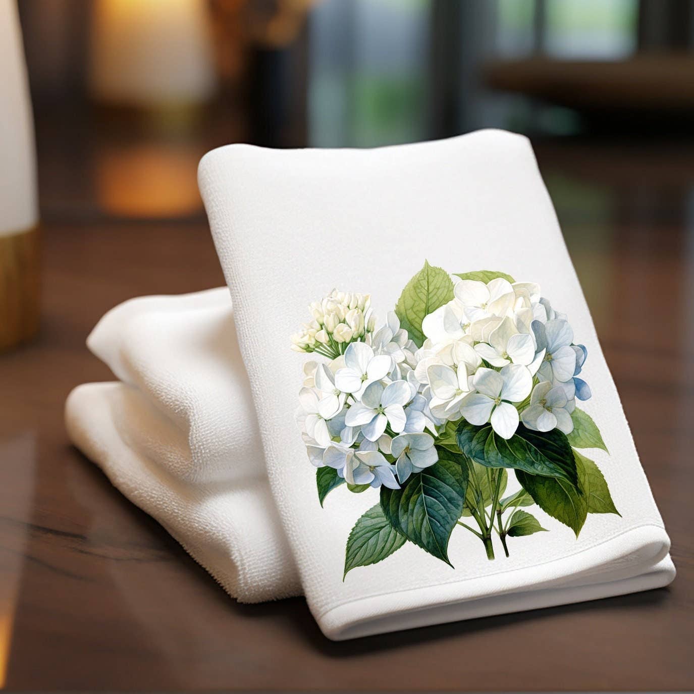 Fernville Creations - Elegant Hydrangea Fingertip Towel for Luxury Bath Decor