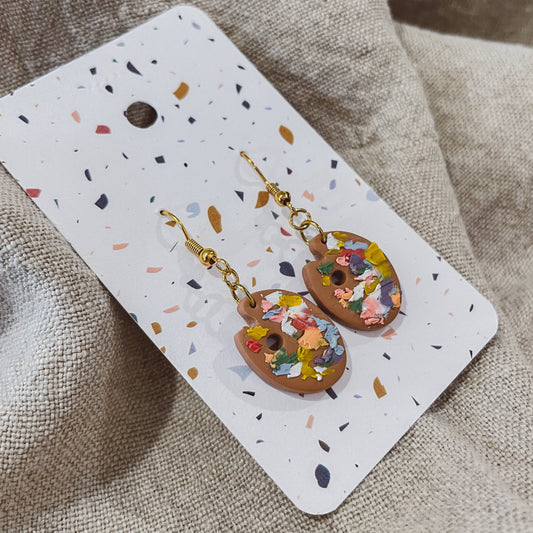 Sydni Carlson Art - Artist Messy Paint Palette Earrings: Light Brown