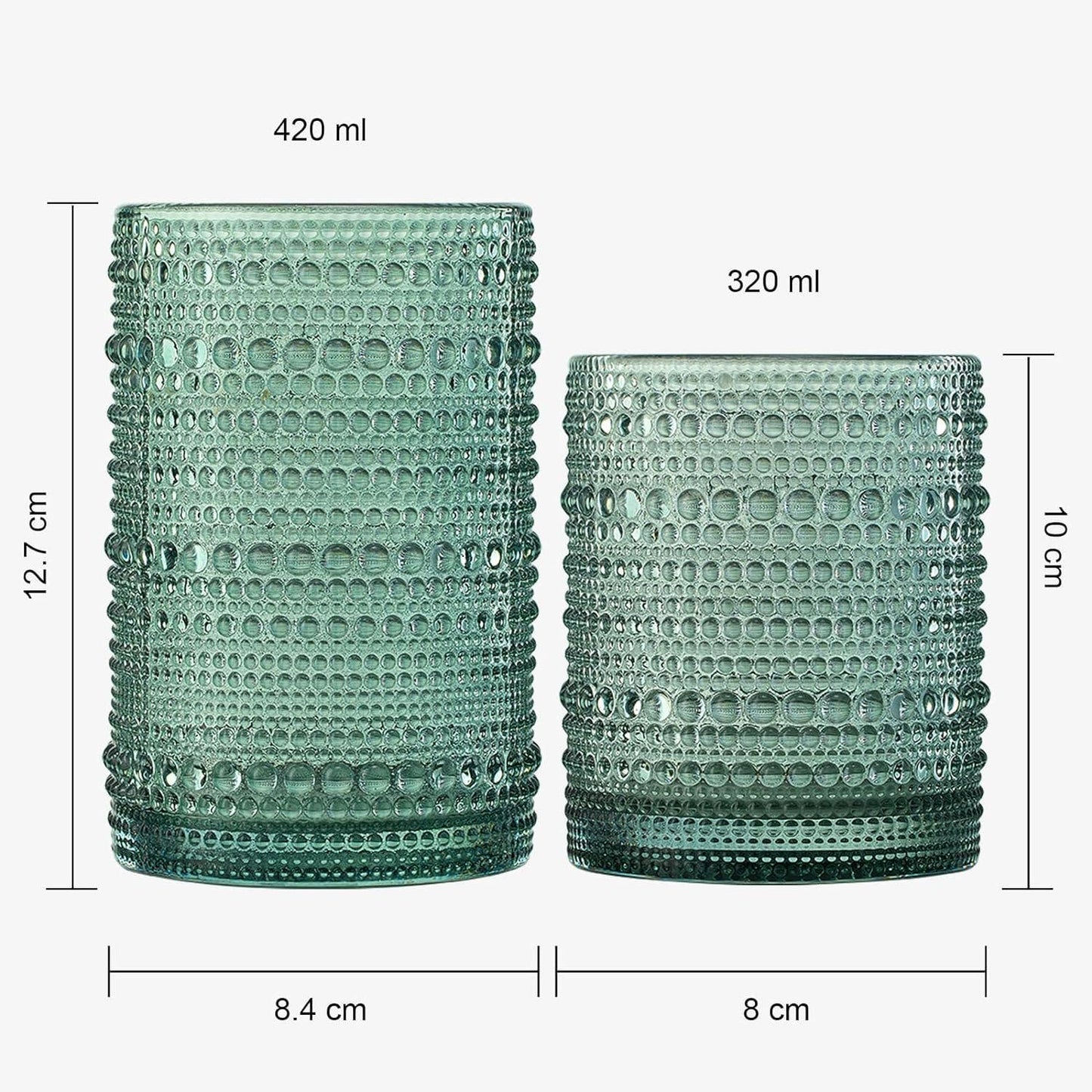 The Wine Savant /  Khen Glassware - 12 Hobnail Drinking Glasses Pastel Colored Beaded Set