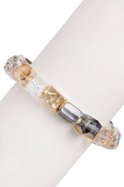 SAACHI - Faceted Bead Stone Bracelet : Gold