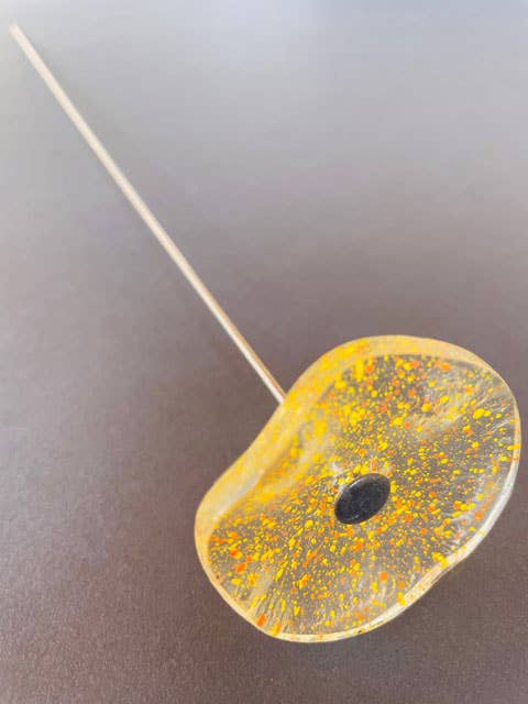 CARNEOL GLASS - Small Glass Flower For Outside In Transp.-orange-yellow