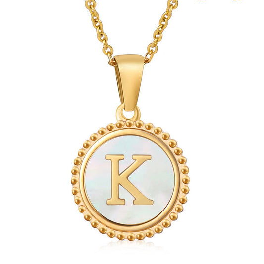 ACCITY - 18K GOLD STAINLESS STEEL SHELL LETTER NECKLACE_CWAJE0686: TYPE11 / (OS) 2