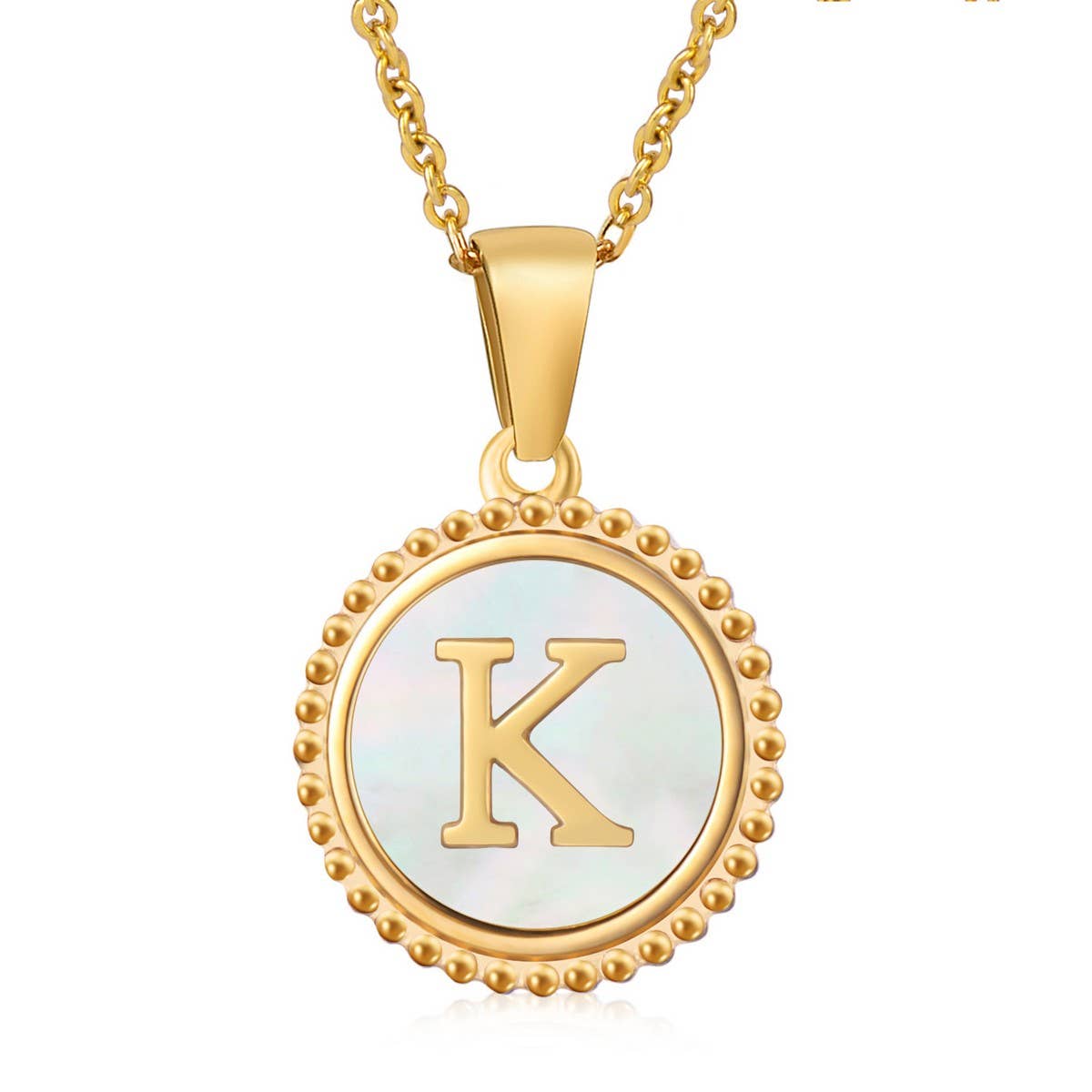 ACCITY - 18K GOLD STAINLESS STEEL SHELL LETTER NECKLACE_CWAJE0686: TYPE19 / (OS) 2