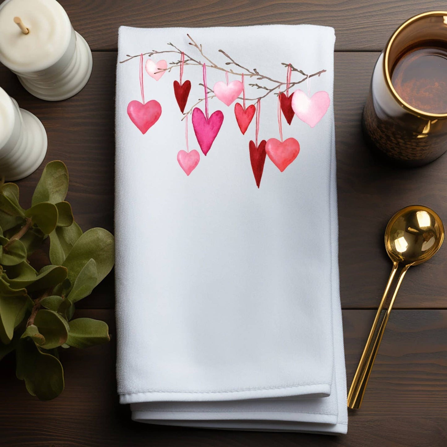 Fernville Creations - Elegant Spring Heart Hand Towel for Guest Bath