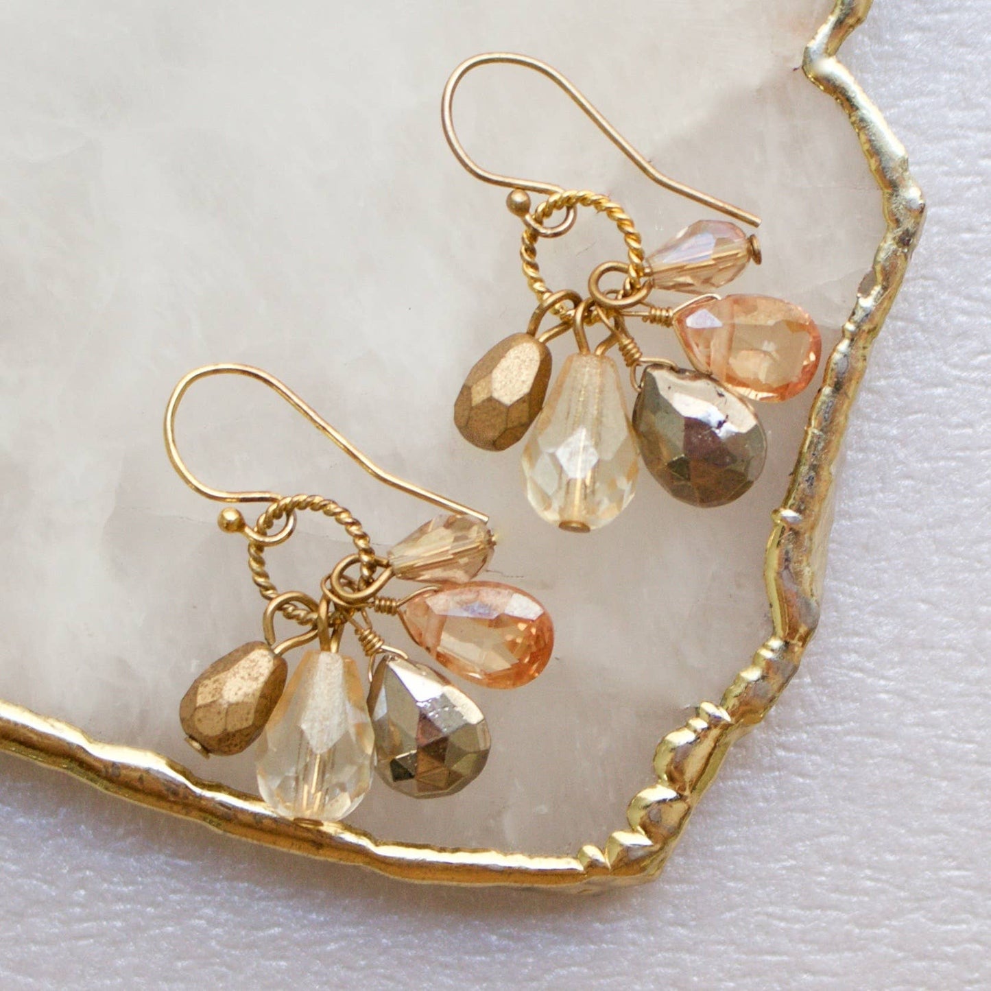 a.v. max - Semi Precious Cluster Earrings: White Rainbow Moonstone