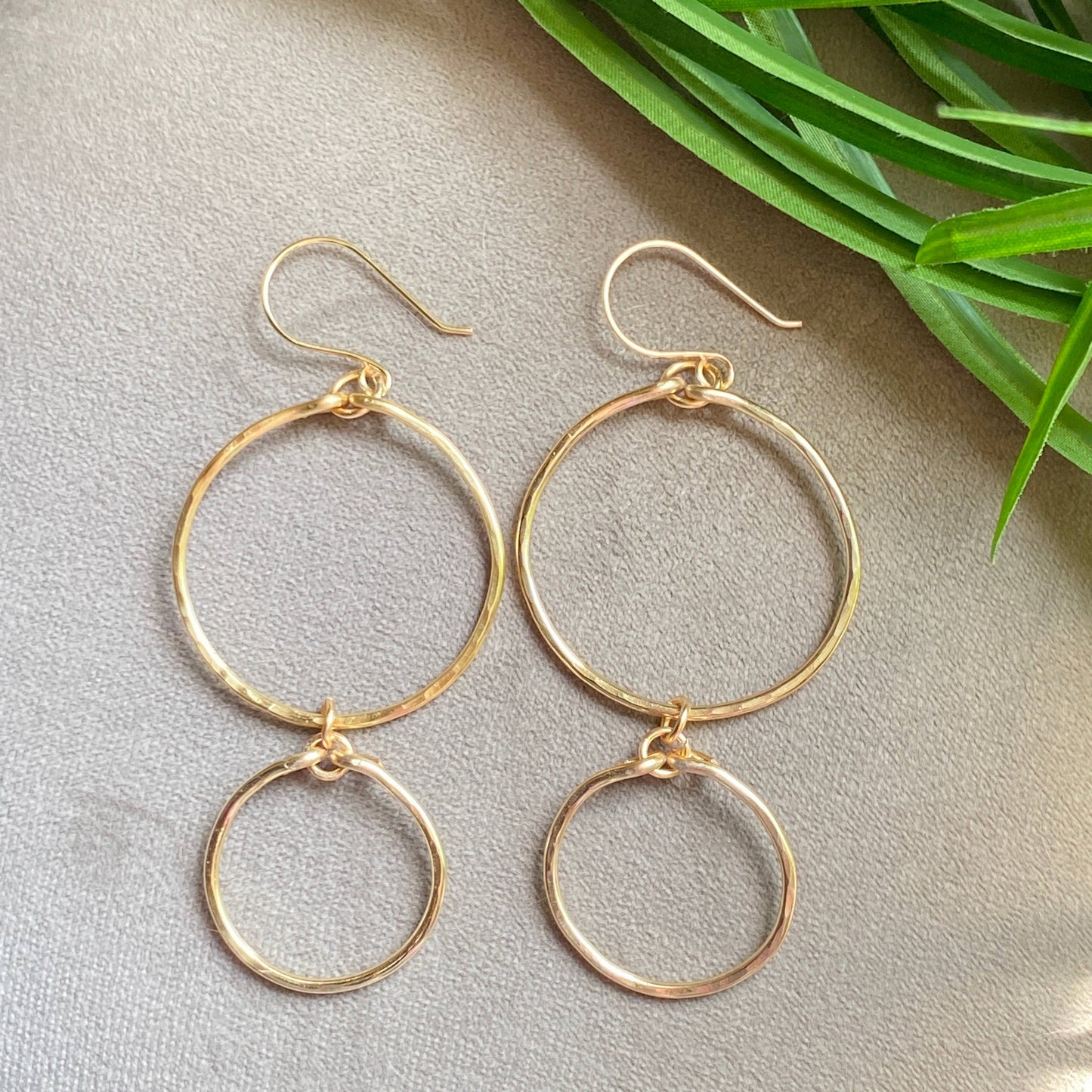 Marble Designs Jewelry - Gold Hammered Double Hoop Earrings