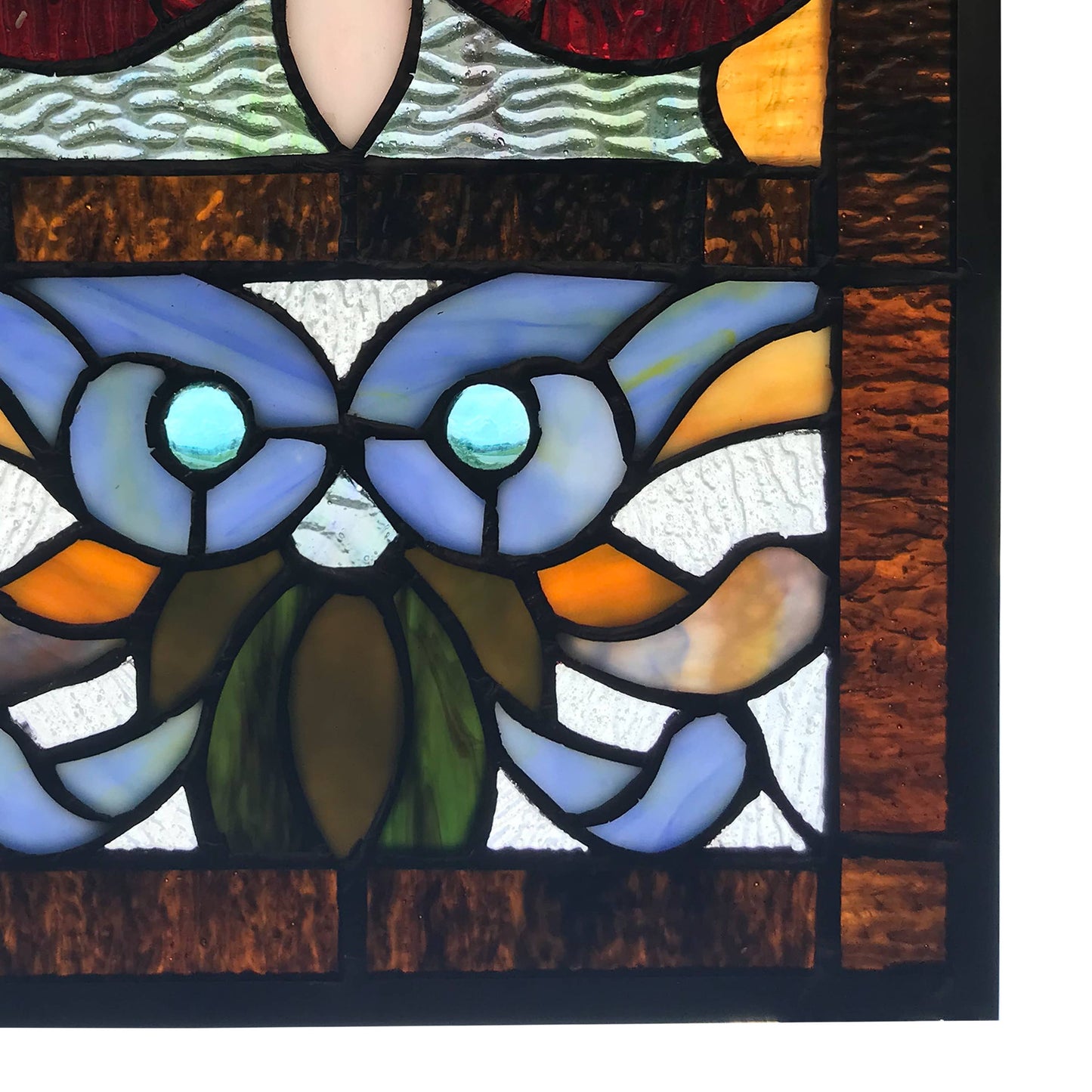 River of Goods - 36"H Lani Victorian Red or Blue Stained Glass Window Panel: Red