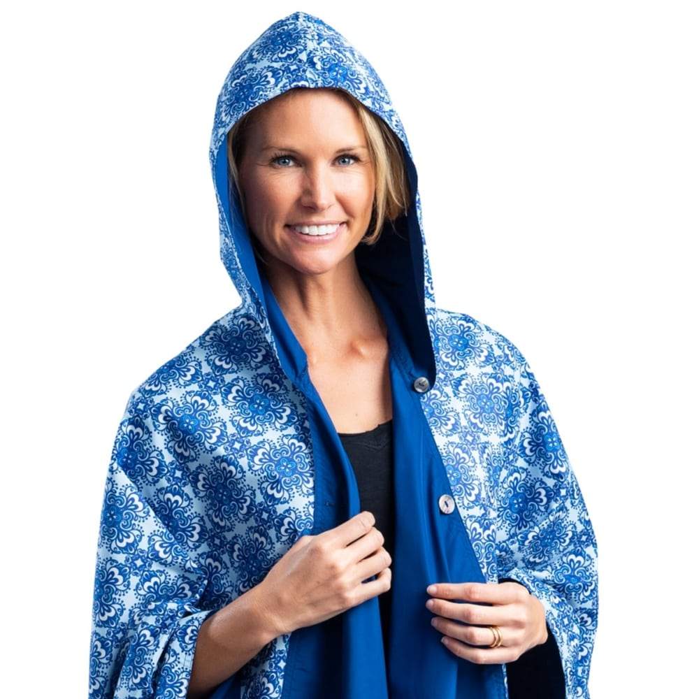 RainCaper - Navy with China Blue Rain Travel Cape