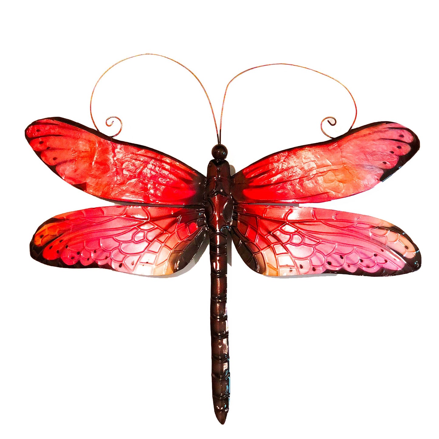 Eangee Home Design - Dragonfly Wall Decor Red And Black, w/ Capiz, Outdoor Safe