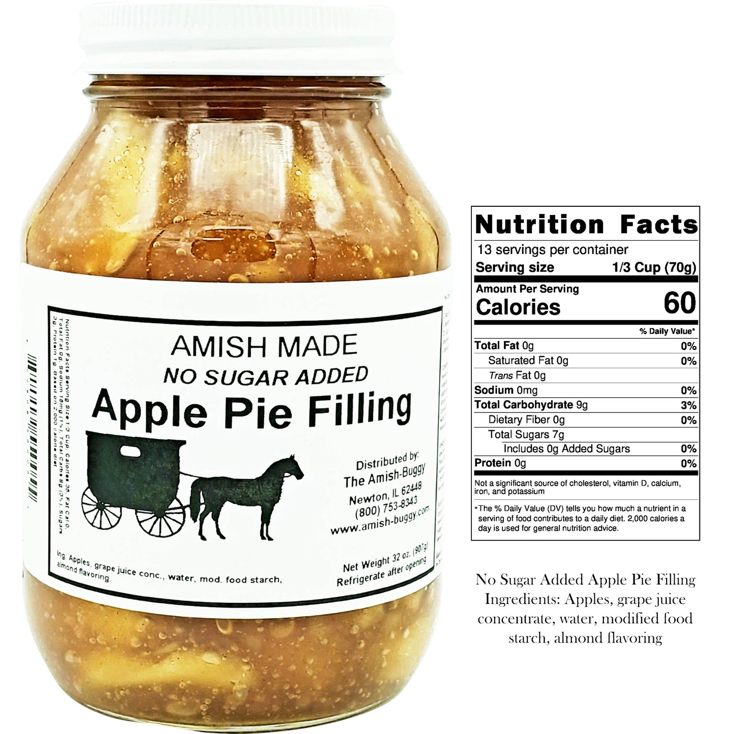 Arndt's Fudgery LLC - Amish Pie Filling - 32 Oz Jar: Apple