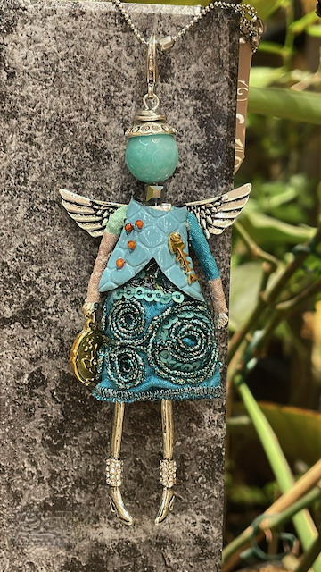 Pretty Persuasions - N23188D Stone Adorned French Doll Stainless Steel Necklace: 05 Mint