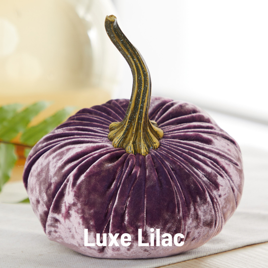 Your Heart's Content - Pumpkin Large Velvet, Fall Decor, Shelf Sitter, Tablescape: Luxe Lilac