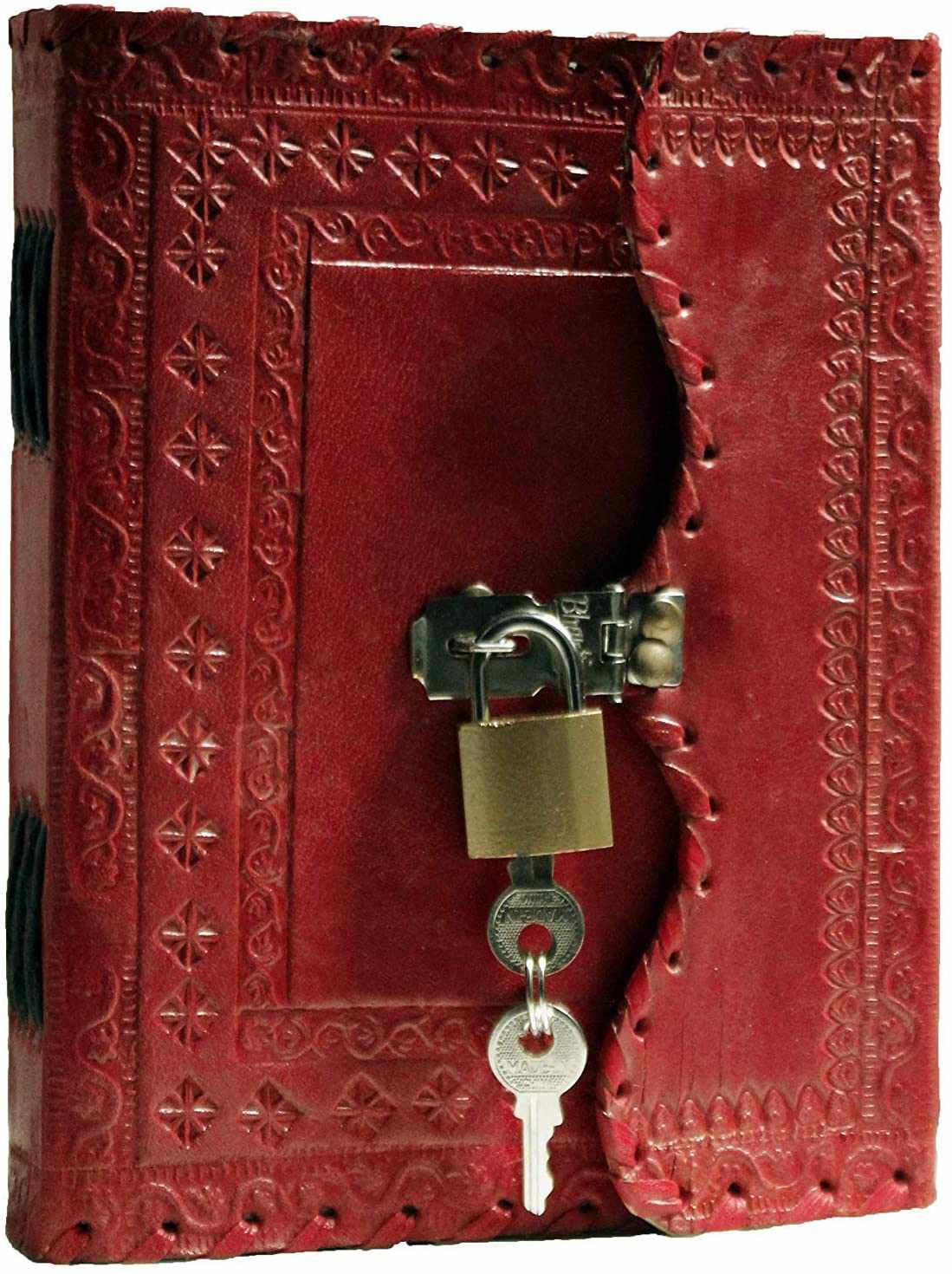 Tuzech Leather - TUZECH Leather Journal for Men and Women Leather Diary to Write Poems,Sketchbook, Record Keeping Notebook Personal Memoir with Lock and Key - Unlined 7 Inches: Brown