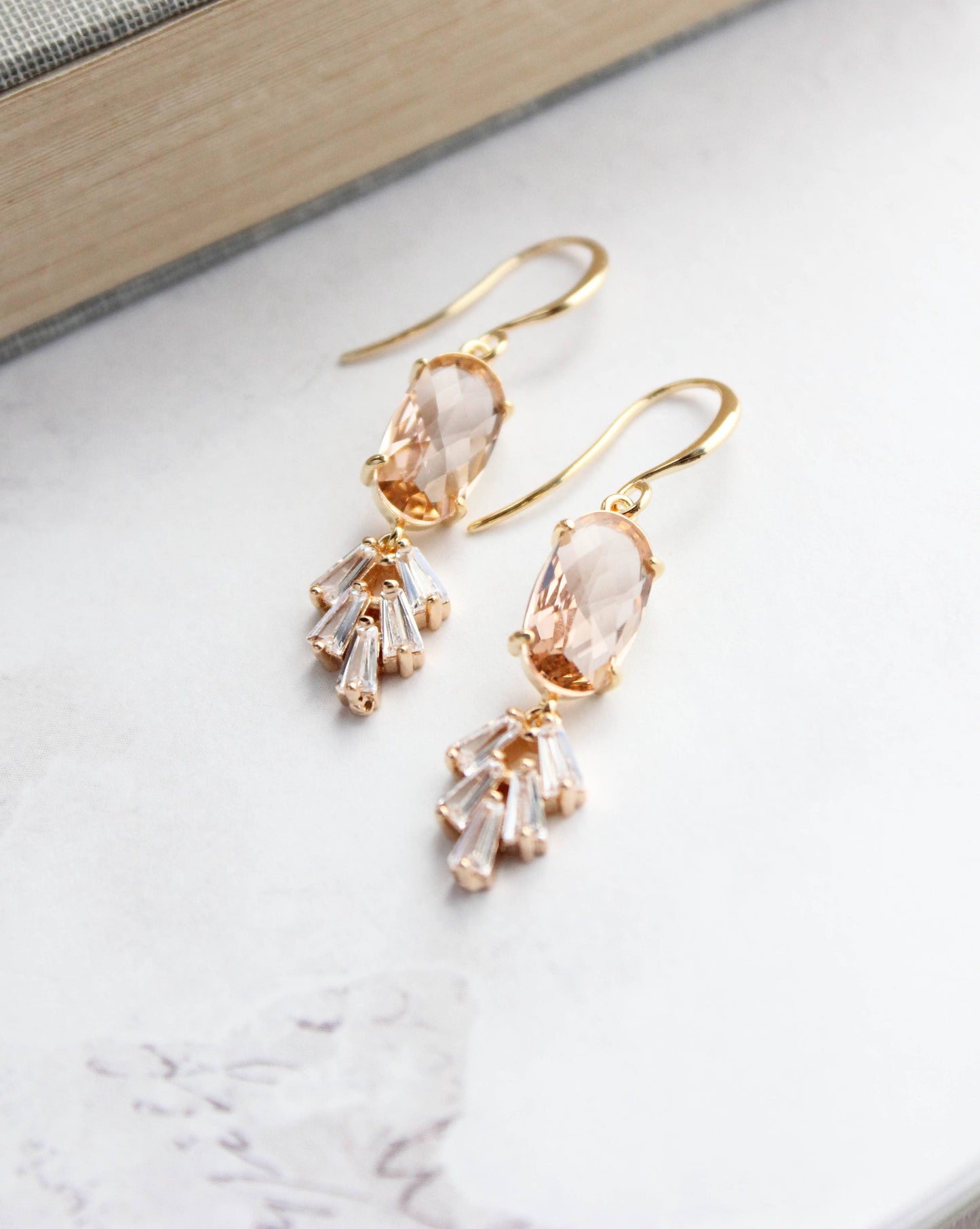 A Pocket of Posies - Art Deco Earrings | Sparkling Leaf Earrings (4 colors): Navy Blue