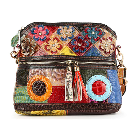 Handbag Express - Genuine Leather Colorful Crossbody Sling: Multi