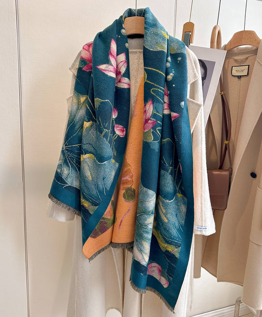 Winding River - Blue Water Lilies Reversible Wrap