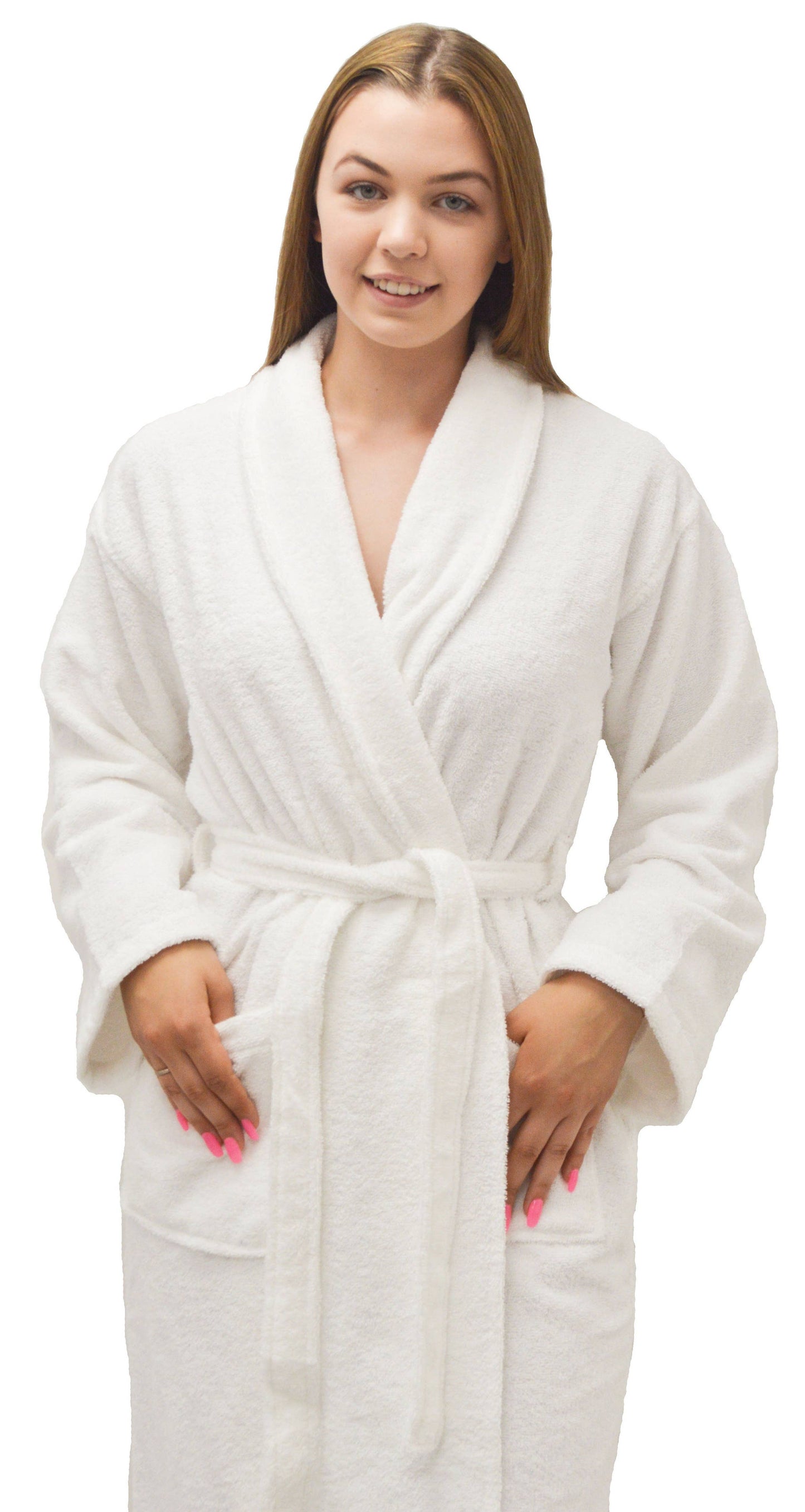 Allure Bath Fashions - Hotel Luxury Unisex Towelling Bathrobe - 100% Cotton: White / L/XL
