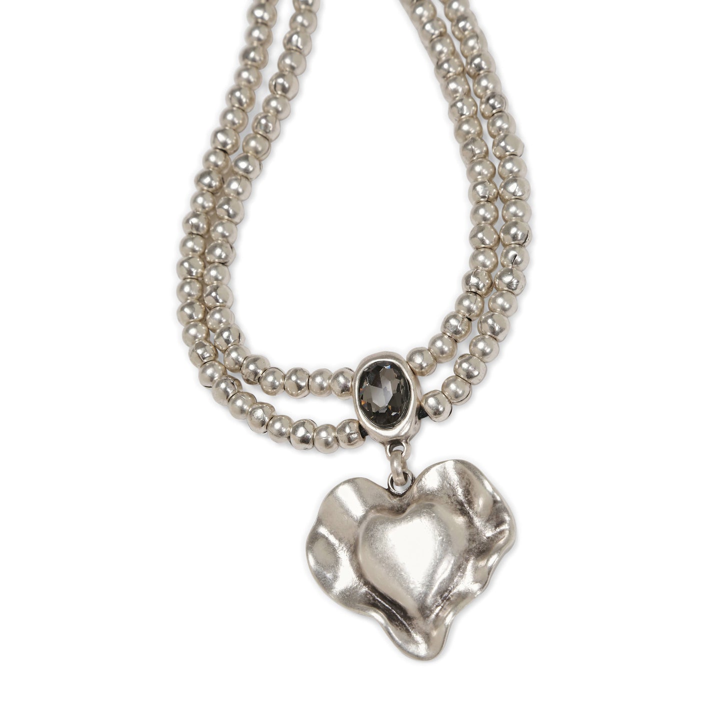 Chanour - Handmade Pewter & Crystal Necklace - NN3130