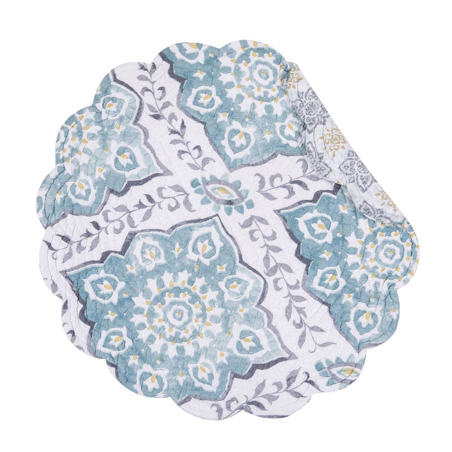 C&F Home - Coastal Harlen Blue Mosaic Round Placemat