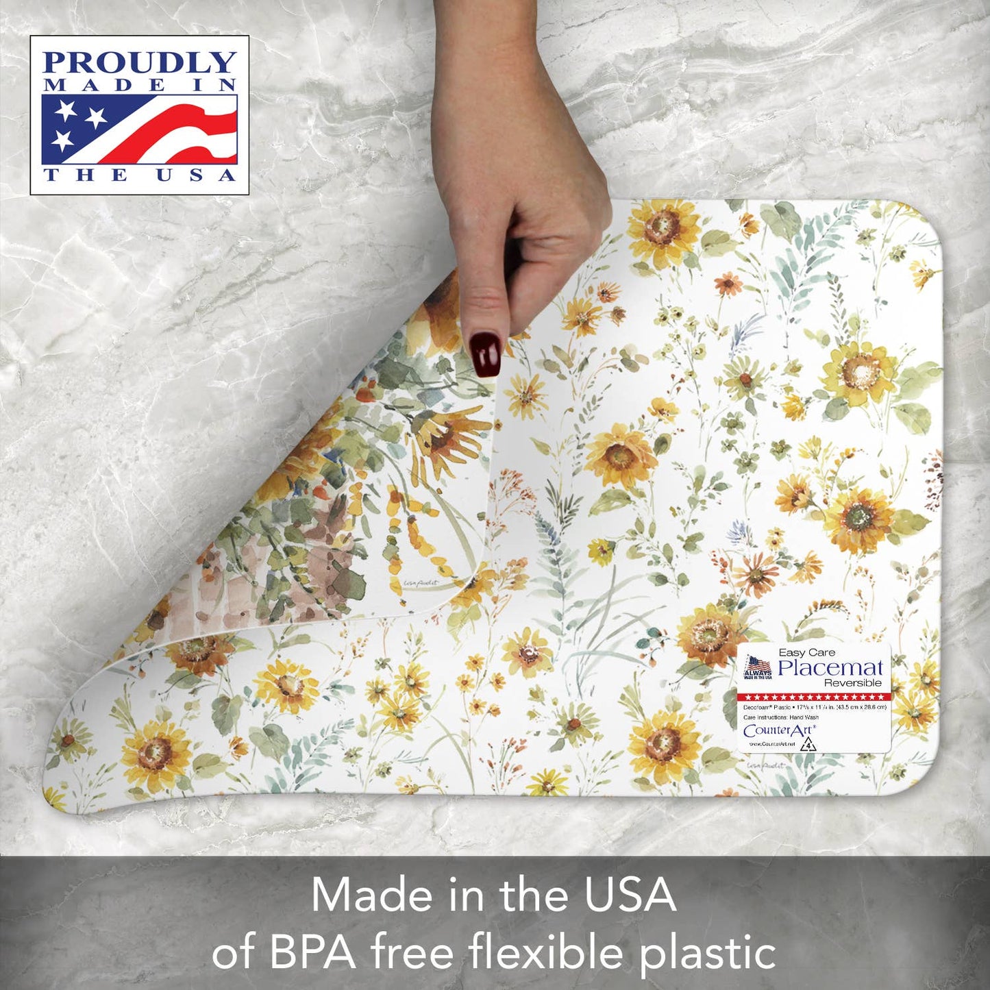 CounterArt/Highland Home/Thirstystone - Sunflowers Forever Reversible Rectangular Plastic Placemat