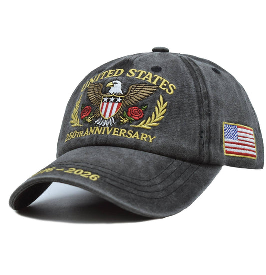 MKS America - 250th Anniversary Rose Eagle Embroidered Baseball Cap: Black / M