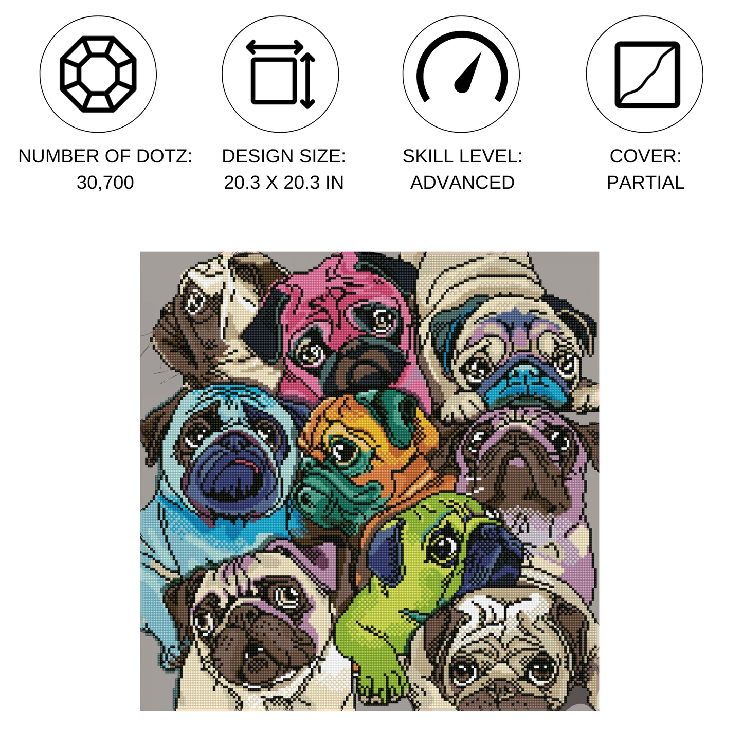 DIAMOND DOTZ® - Diamond Dotz World of Pugs - 20.3" x 20.3"
