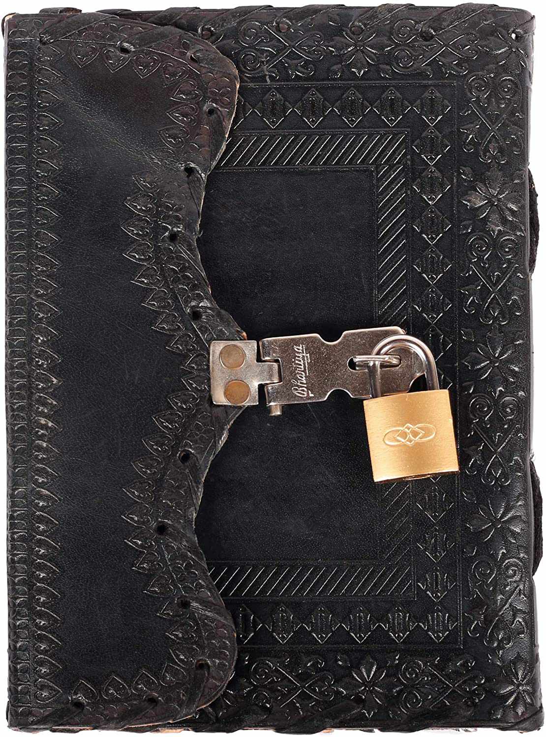 Tuzech Leather - TUZECH Leather Journal for Men and Women Leather Diary to Write Poems,Sketchbook, Record Keeping Notebook Personal Memoir with Lock and Key - Unlined 7 Inches: Black