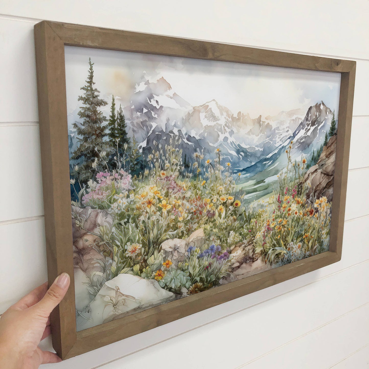 Hangout Home - Mountain Wildflowers - Mountain Landscape Canvas Art: 24x36" Extra Large Canvas Art with Thick Wood Frame
