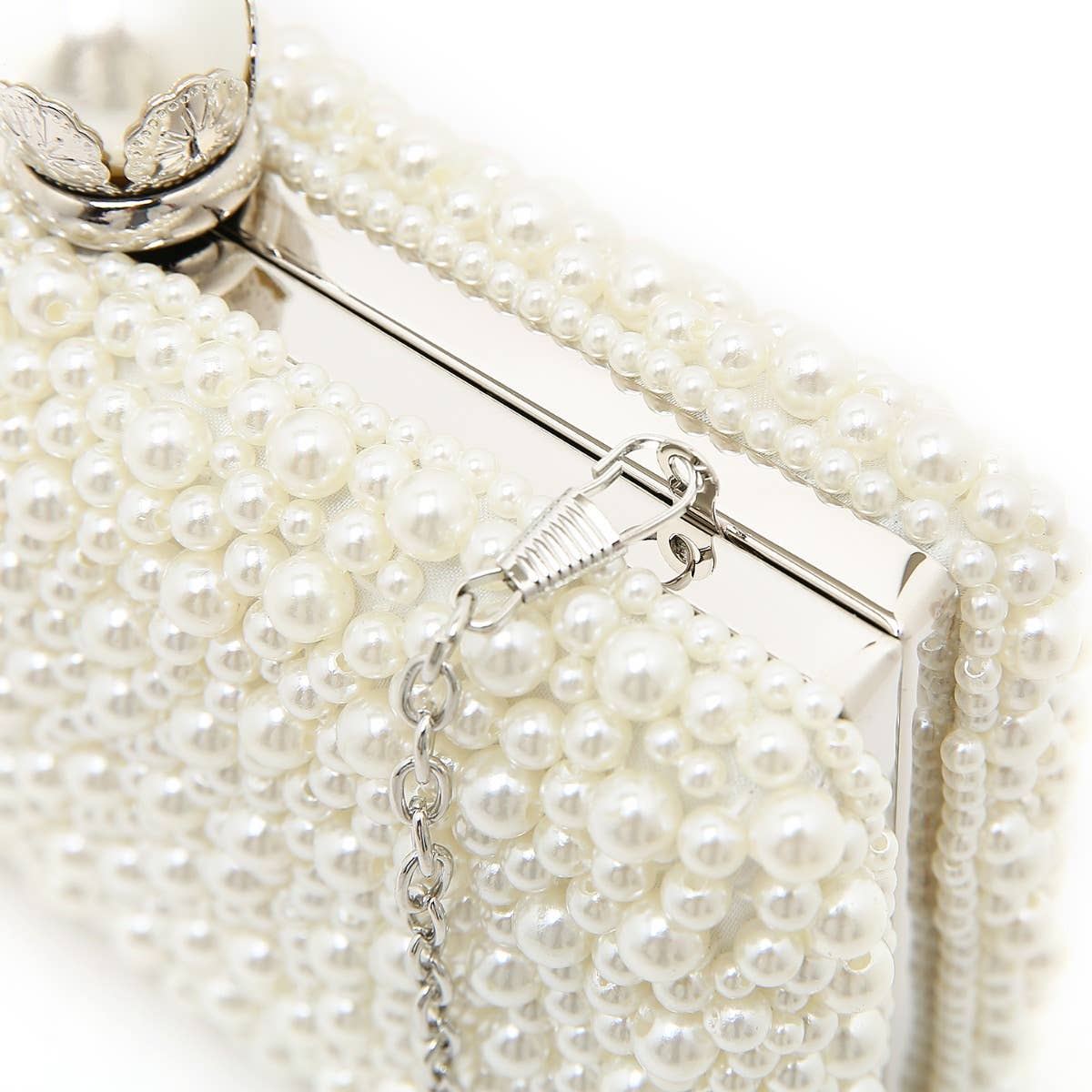 PEACH ACCESSORIES - 8177 Ivory pearl box design clutch bag