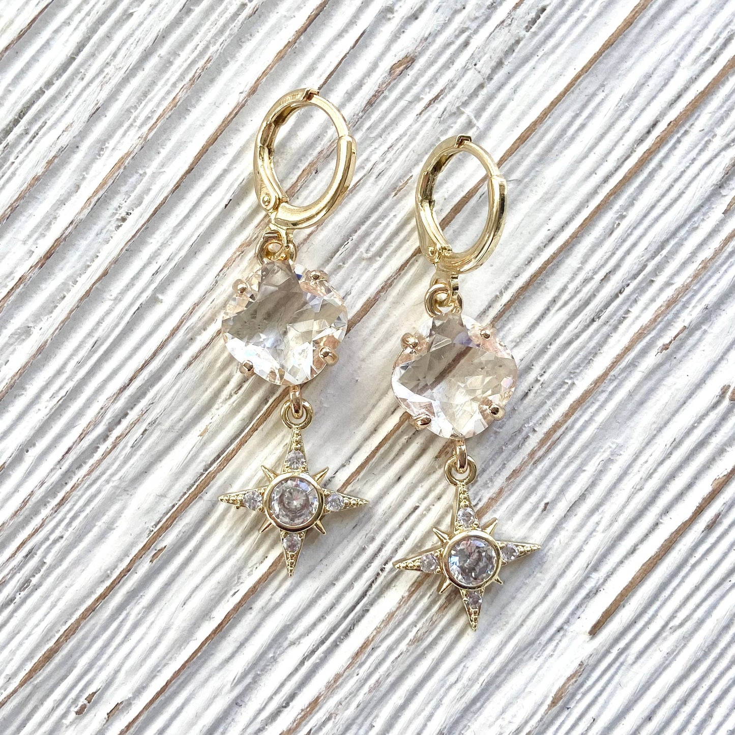 VB&CO Designs Handmade Jewelry - Crystal star earrings hoop boutique salon jewelry