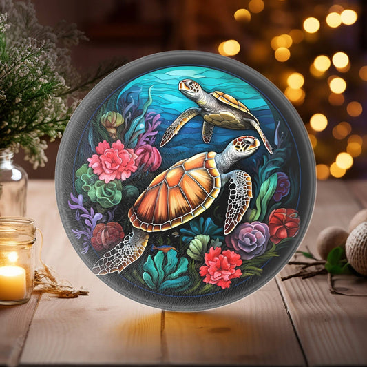 Fernville Creations - Turtle Tempered Glass Cutting & Serving Board: 12 Inch