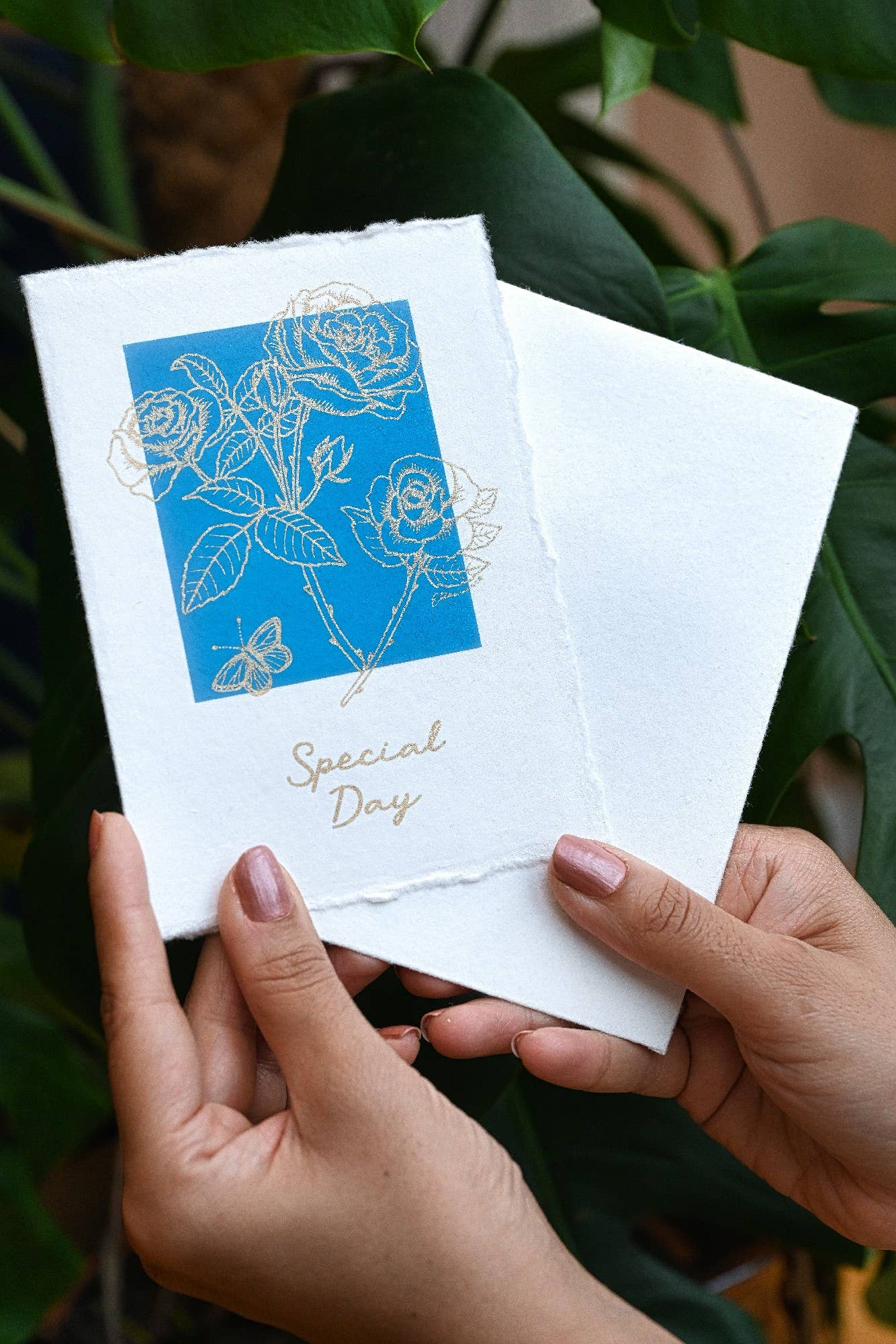 Paper Mirchi - Deckle Edge Cotton Card - GC Rose Azure